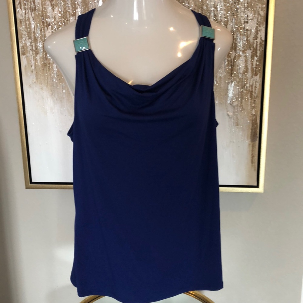 WHITE HOUSE BLACK MARKET COBALT BLUE HARDWARE TOP